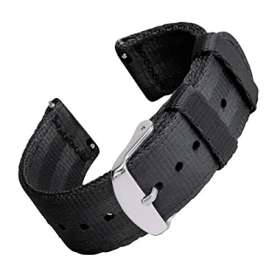 Image of Archer Watch Straps Seat Belt Nylon Quick Release Bands (Black, 20mm)