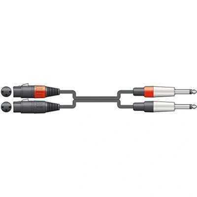 Image of Chord 2 x XLR Female to 6.3mm Mono Jack Plugs Classic Sterero Audio Cable 0.75m