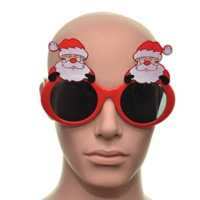 Image of SHATCHI Red Santa Christmas Glasses One Size Specs Fancy Xmas Dress Novelty Party Accessories Supplies Stocking Fillers