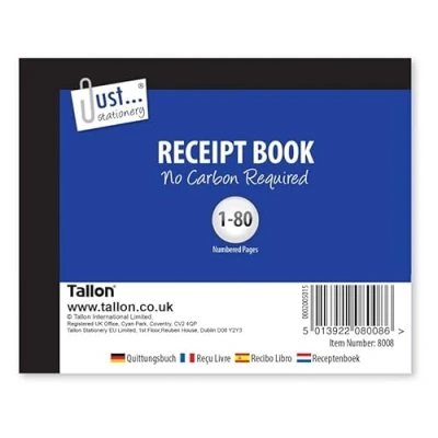 Image of Multiple Packs of Receipt Book 1 80 Pages Numbered Set Half Size NCR (No Carbon Required) Professional Invoice Pads Duplicate (12 Books)