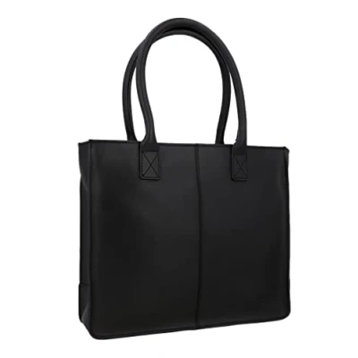Image of Gusti Greta Shopper Leather Handbag with Zip, black