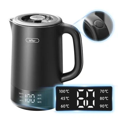 Image of Bear 1.7L Electric Kettle with 6 Temperature Settings, 1800 2200W, Microprocessor Touch Panel, BPA Free, Dry Boil Protection, Fast Boiling Black