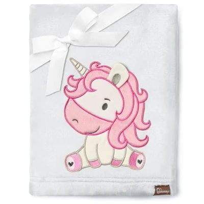 Image of Be Mammy Warm Children Baby Cosy Blanket Gift BE20 168 (Light Grey Unicorn)
