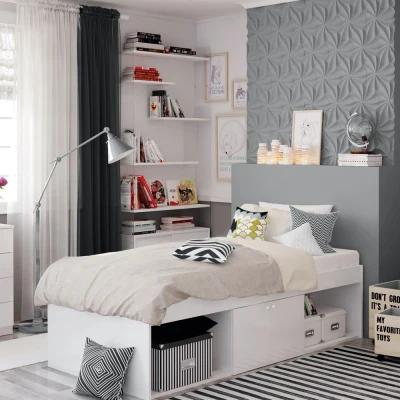 Image of 3 Feet Arctic Low Sleeper Cabin Storage Single Bed L196 x W96 H51 cm White