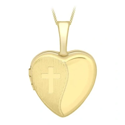 Image of Carissima Gold Women&#039;s 9ct Yellow Heart 1/2 Locket Pendant on Curb Chain Necklace of 46cm