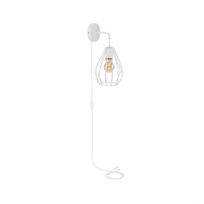 Image of Diamond Wire Frame Wall Lamp White 1xE27 (EU PLUG)