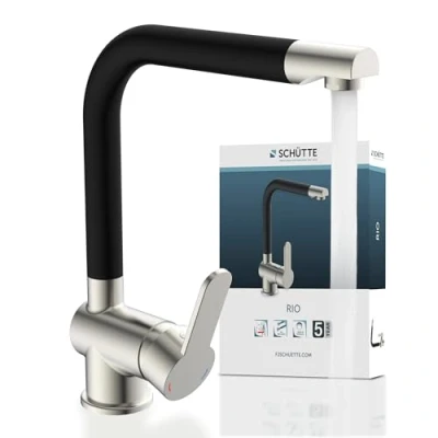 Image of Schütte RIO 79866 Kitchen Sink Mixer Tap Stainless Steel Effect Matt Black