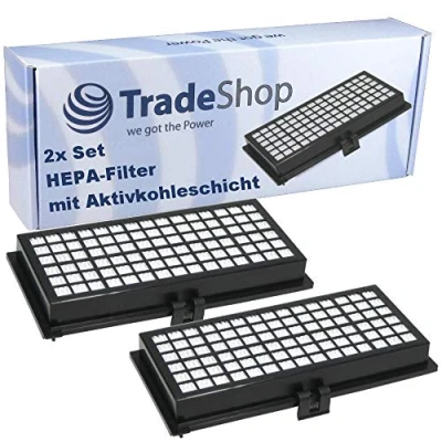 Image of 2 x Trade Shop HEPA Filter / Allergy Sufferers Hygiene with Activated Carbon Layer Replacement for Miele SF AH30 AA30 AAC30 7226140 7226160 9616080