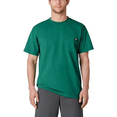 Image of Dickies Men&#039;s Heavyweight Crew Neck Short Sleeve Tee T Shirt, Green Heather, S