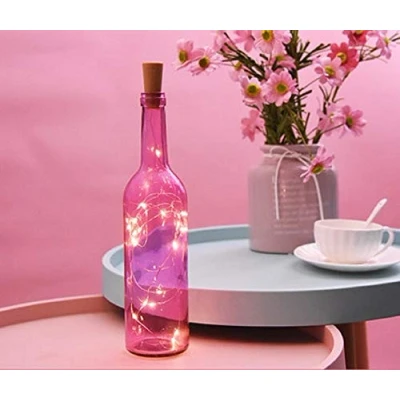 Image of KALUO 3M 30 LED Pink Color Bottle Lights (6 Pack),Copper Wire Cork Rope Battery Operated for Wine Bottle,Starry String Light Parties, Wedding, Christmas Decoration