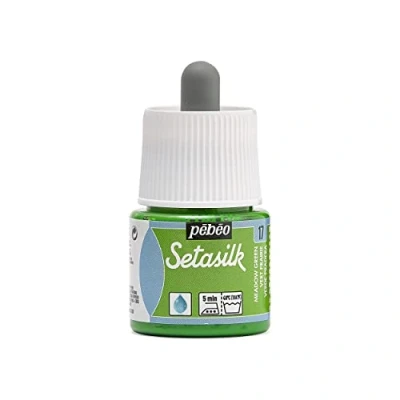 Image of Pebeo Setasilk Meadow Green 45 ml bottle Silk paint Pipette cap