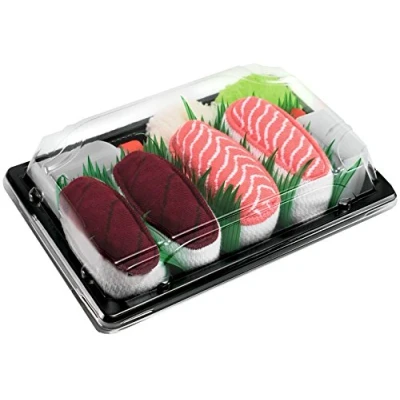 Image of Rainbow Socks Woman Man Sushi Box Tuna Salmon 2 Pairs Size 4 7