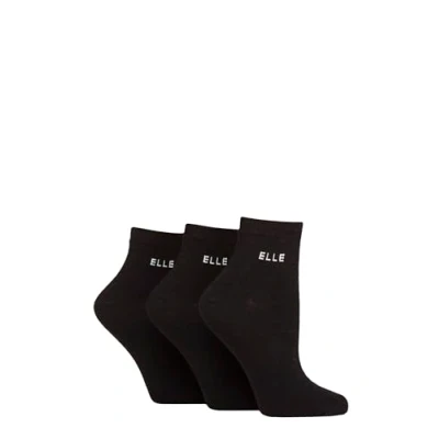 Image of Women&#039;s 3 Pair Elle Plain, Striped and Patterned Cotton Anklets with Smooth Toes Black 4 8