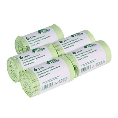Image of Green Giraffe 6L Compostable Kitchen Caddy Liners Food Waste Bin 5 Rolls 250 Bags