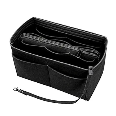 Image of ausuky Felt Handbag Organizer Insert (Small, Black) Multi Pocket Storage for Women&#039;s Key, Cosmetic Supplies, &amp; Supplies Case