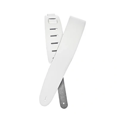 Image of D&#039;Addario Accessories Leather Guitar Strap Electric Strap, Acoustic &amp; Bass Classic Style White