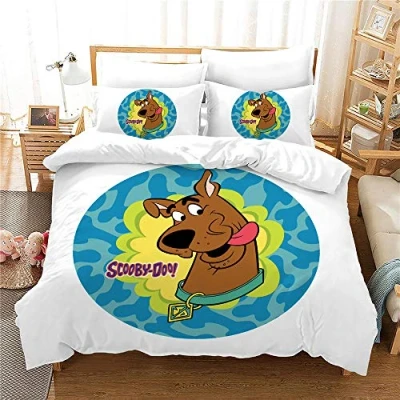 Image of NICHIYO Scooby DOO Bed Linen Set Duvet Cover and Pillowcase, Microfibre, 3D Digital Print Three Piece Bedding (Duvet + Pillowcases) (17, Doubie 200 x cm)