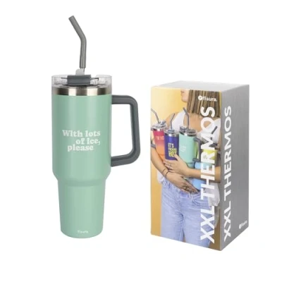 Image of Fisura Thermal Water Bottle 40 oz. Large Insulated Bottle. Stainless Steel BPA Free. Cold for 24 Hours/hot 12 Hours. Includes Straw. 3.81 inch x 10,94 (Lots of ice, Blue)