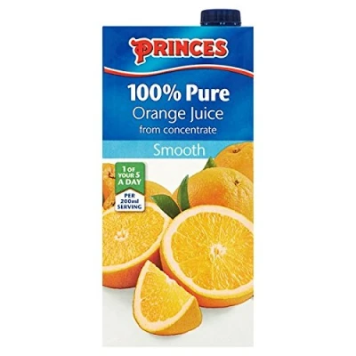 Image of Princes 100% Pure Orange Juice from Concentrate Smooth 1 Litre (Pack of 12 x 1ltr)