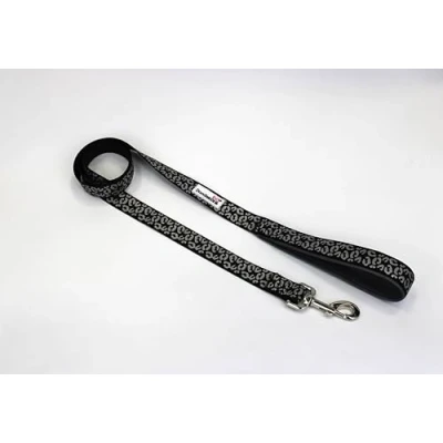 Image of Doodlebone Padded Lead, Coal Leopard Reflective, 15mm