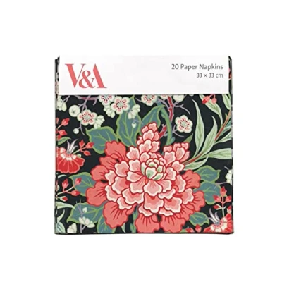 Image of Pack of 20 Paper Serviette Napkins &#039;Peony &amp; Prunus&#039; Design by L.P. Butterfield Disposable Tableware Museums Galleries