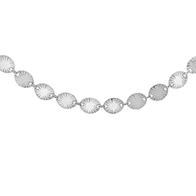 Image of Tuscany Silver Women&#039;s Sterling Patterned Oval Disc Necklace of Length 76.0cm