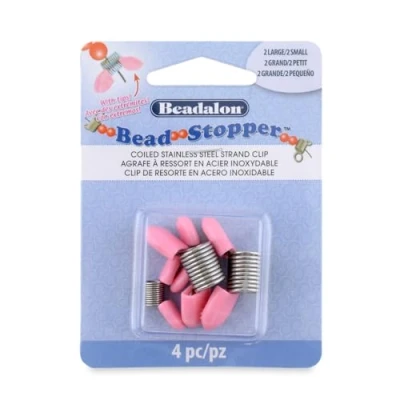 Image of Beadalon Bead Stopper, Combo Pack, Pink Tips, 2 Large, Small, 4 pc
