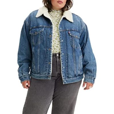 Image of Levi&#039;s Women&#039;s Plus Size 90s Sherpa Trucker Jacket, After School Sitcom Plus, 3XL