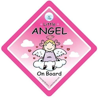 Image of Little Angel On Board Car Sign, Baby Safety Decal, Bumper Sticker