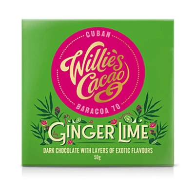 Image of Willie&#039;s Cacao Ginger Lime Dark Chocolate 50g