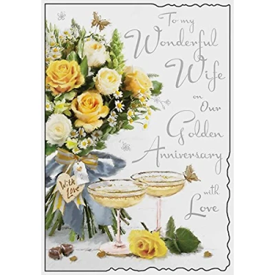 Image of Jonny Javelin Wonderful Wife on our Golden Anniversary Card Flowers and Champagne