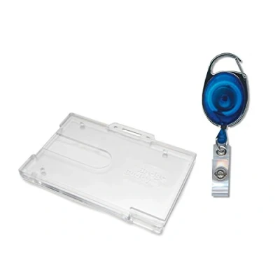 Image of ID Card It 1 Holder Badge Buddy Pass &amp; Blue Premier Yo Retractable Reel
