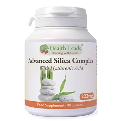 Image of Advanced Silica Complex, High Strength Natural from Bamboo Extract, Zinc Selenium and Biotin contributes to The Maintenance of Normal Hair, Skin Nails, No Magnesium Stearate, 90 Capsules
