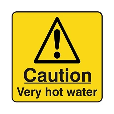 Image of 200mmx200mm Caution Very Hot Water Catering Sign Rigid Plastic