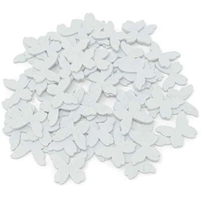Image of White 20mm Wooden Confetti Butterflies Shabby Chic Craft Scrapbook Vintage Butterfly (100)