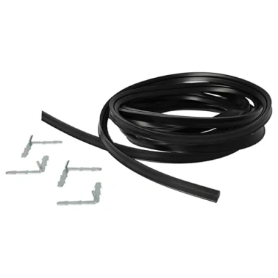 Image of vhbw Universal Door Seal for Oven e.g. Compatible with AEG &amp; Many Other Brands 3 m, Angled Corner Hooks, Black