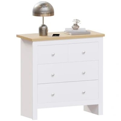 Image of Vida Designs Arlington 2+2 Chest of Drawers Cabinet Storage Modern Bedroom Furniture (White)