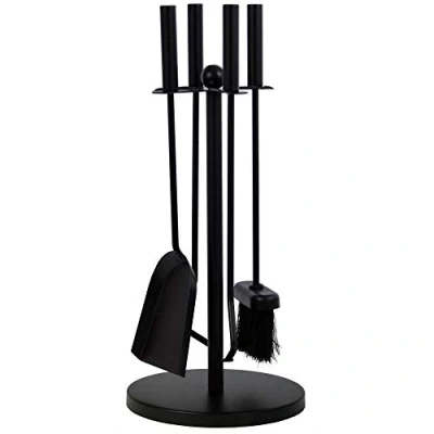 Image of Fire Vida Warwick Traditional Companion Set, Metal, Black, 5 Piece
