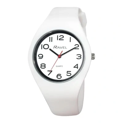 Image of Ravel Unisex Easy Read Slim Comfort Fit Contrast Silicon Strap Watch Analogue Quartz R1804.44 White Numbered