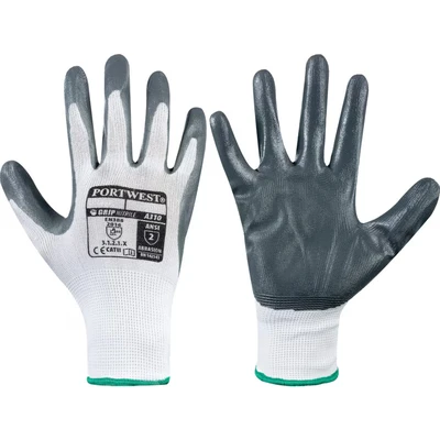 Image of Portwest A310 Abrasion Resistant Flexo Grip Nitrile Glove Grey/White, Large