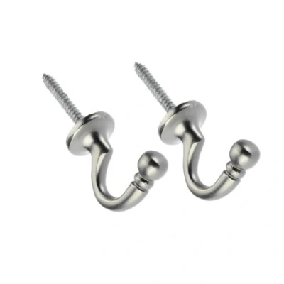 Image of Swish Ball Metal Curtain Tie Back Hooks, Satin Nickel, Large, Pair