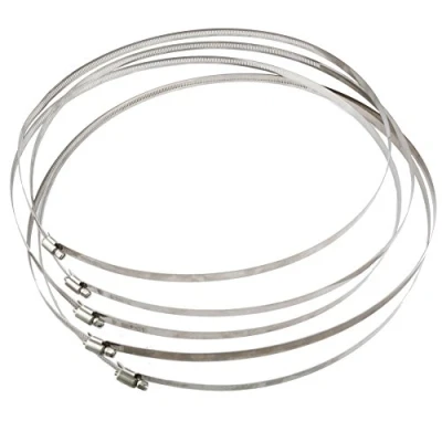 Image of 5 Pcs 15.7inch/400mm Stainless Hoop Steel Hose Clips Duct Clamps Adjustable Worm Drive Clamp for Inline Fan Hydroponic