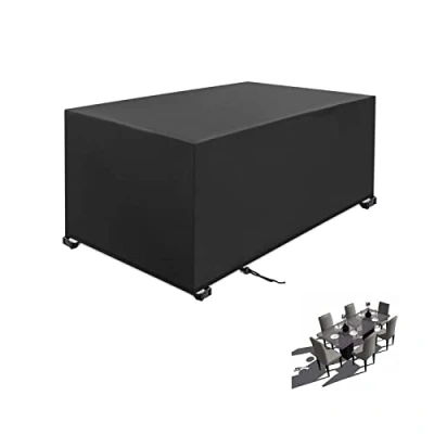 Image of Chenbing Art Garden Furniture Covers 97x97x97cm black 420D Heavy Duty Oxford Windproof,Snow proof,Anti UV Upgraded Tear Resistant with 4 Windproof Buckles Rectangular Waterproof Patio Table Cover