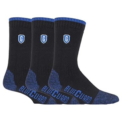 Image of BLUE GUARD Blueguard 3 Pair Multipack Ultra Durable Work Socks for Steel Toe Boots Mens &amp; Womens Long Lasting Heavy Duty (4 8, Black)