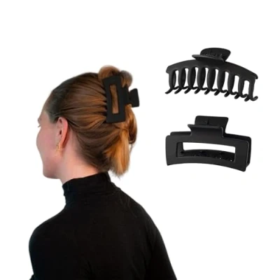 Image of Acpetdr Hair Clips for Women Large Claw Thin Thick Curly Hair,Strong Hold jaw clips, 2 Pack Black