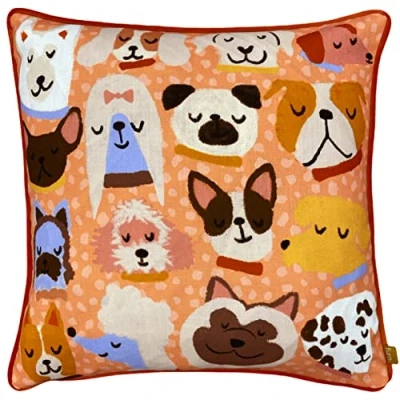 Image of furn. Woofers Piped Paw Print Cushion Cover Multicolour One Size