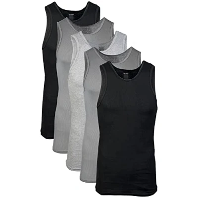 Image of Gildan Men&#039;s A Shirts, 5 Pack Undershirt, Black/Charcoal/Sport Grey, Medium