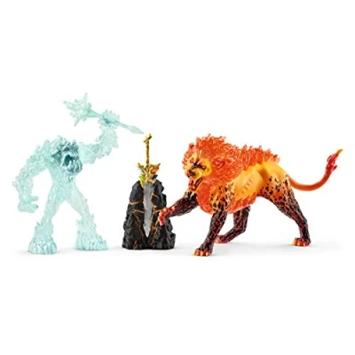 Image of SCHLEICH 42455 Battle for the Superweapon Frost Monster vs. Fire Lion Eldrador Creatures Toy Playset children aged 7 12 Years