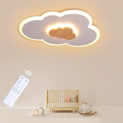 Image of FANLG LED Ceiling Light, 50cm 26W Wood Lamp, Kids Light Cloud Dimmable with Remote Control 3000 6000K, Lights for Children&#039;s Room/Living Room/Bedroom/Hallway