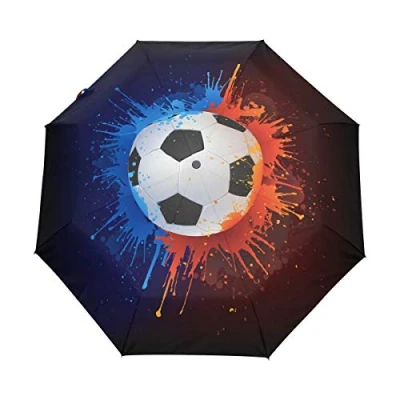 Image of HMZXZ RXYY Sport Football Soccer Folds Auto Open Close Umbrella for Women Men Boys Girls Windproof Compact Travel Lightweight Rain